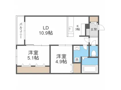 ATLANTIS HASSAMU(2LDK/2階)の間取り写真