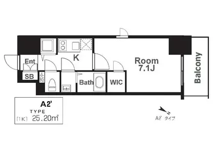 エスリード神戸三宮ラグジェ(1K/14階)の間取り写真