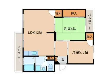 第1シャトーケンジ(2LDK/4階)の間取り写真