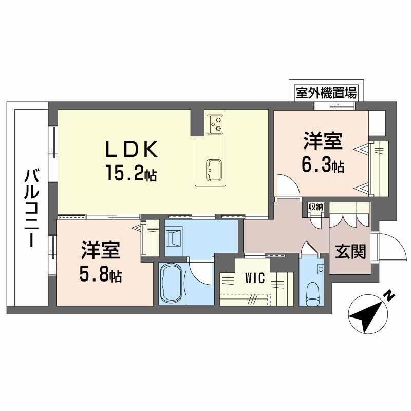 アンビエラ八事(2LDK/3階)の間取り写真