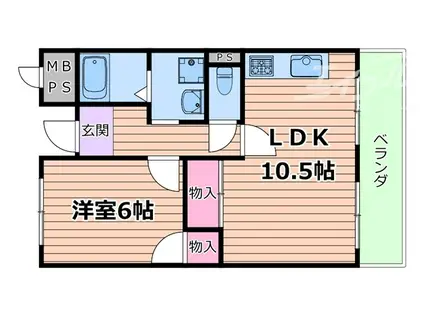 エスポアール摂津(1LDK/3階)の間取り写真