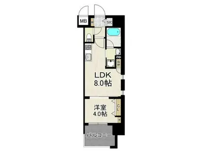 サンロージュ大分駅前(1LDK/8階)の間取り写真