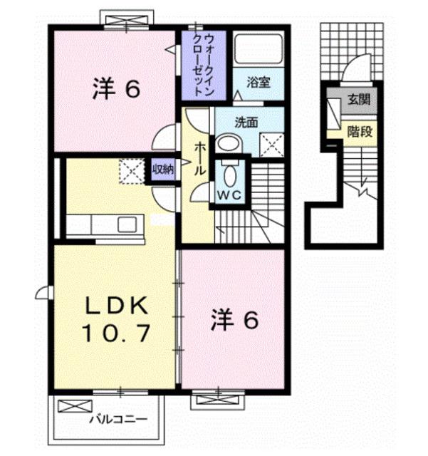 サンリットレジデンス大越(2LDK/2階)の間取り写真