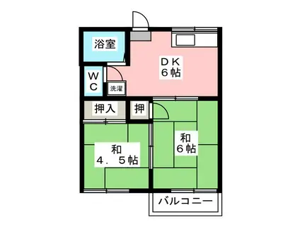 カーサヤマコシ(2DK/2階)の間取り写真