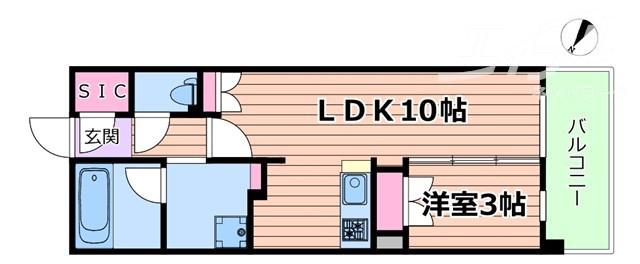 アーバンパーク淡路(1LDK/1階)の間取り写真