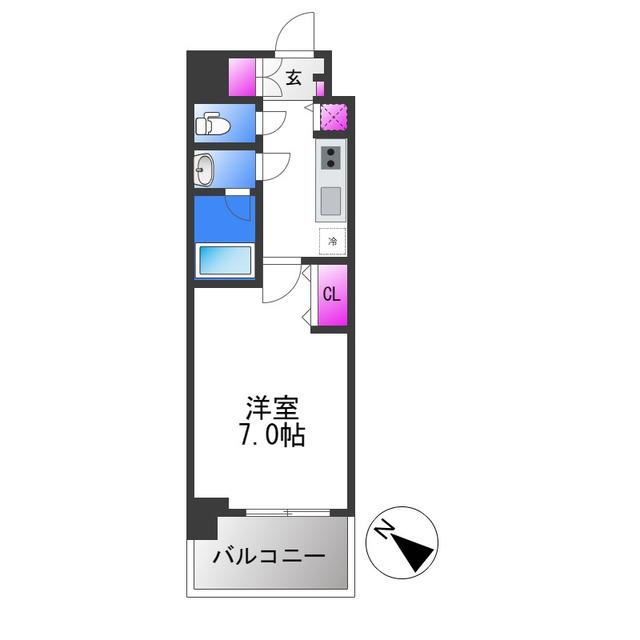ソルテラス OSAKA イースト GATE(1K/13階)の間取り写真