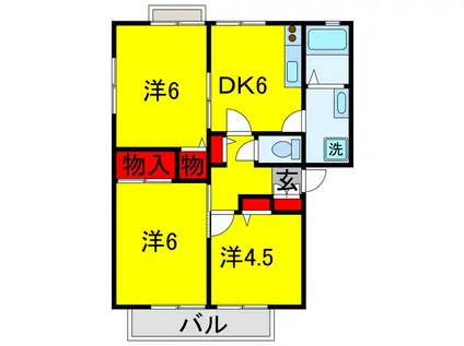 アンビション壱・参・四・五・六番館(3DK/2階)の間取り写真