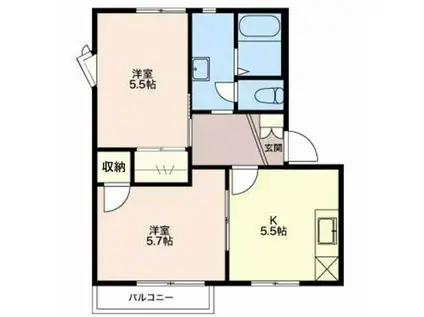 フレグランス和幸(2K/2階)の間取り写真