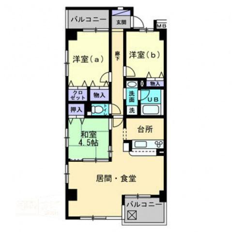 SQUARE今里(3LDK/5階)の間取り写真