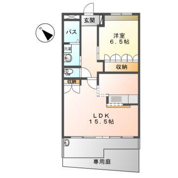 シャローム(1LDK/1階)の間取り写真