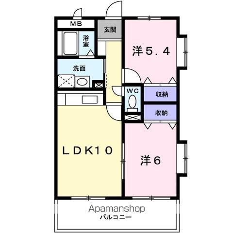 プリュ クレール(2LDK/2階)の間取り写真