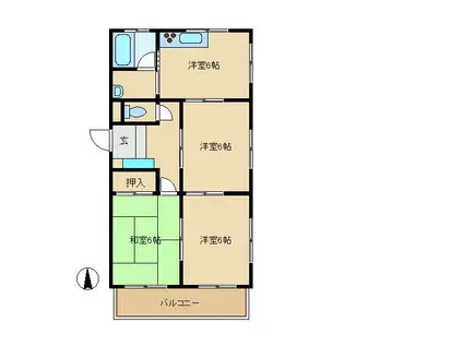 グリーンムサシノ(3DK/3階)の間取り写真