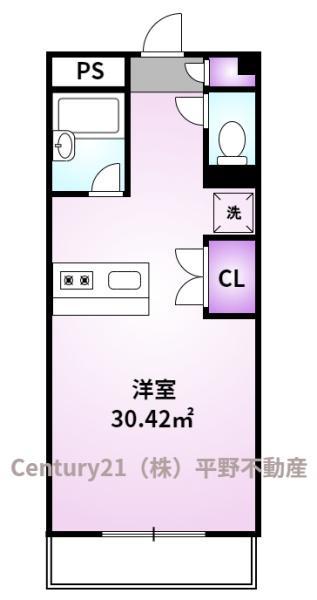 ヴェルデ(1K/3階)の間取り写真