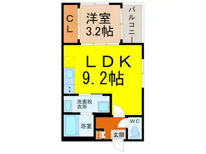 RIVERA中村公園(1LDK/2階)の間取り写真