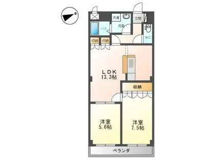 SAKURA(2LDK/2階)の間取り写真