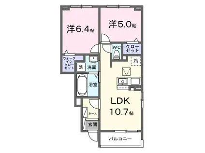 グランデ・ヴェリタ(2LDK/1階)の間取り写真
