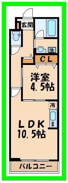 ウィステリア世田谷(1LDK/2階)の間取り写真