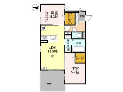 ナティサウス(2LDK/1階)の間取り写真