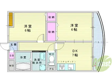 シャト-蛍ヶ池(2DK/1階)の間取り写真