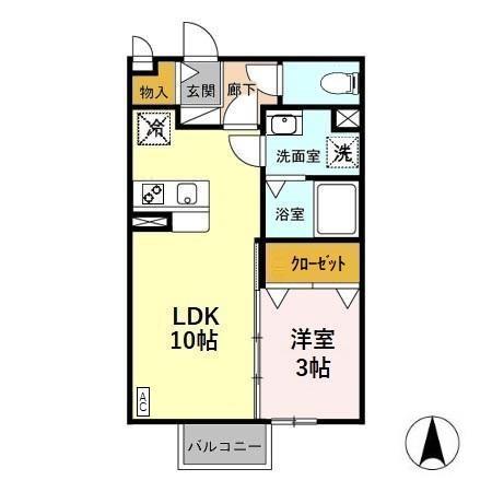 リシェス・オカザキII(1LDK/1階)の間取り写真