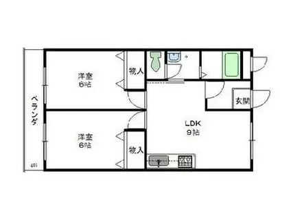 レオハイム木屋(2LDK/5階)の間取り写真