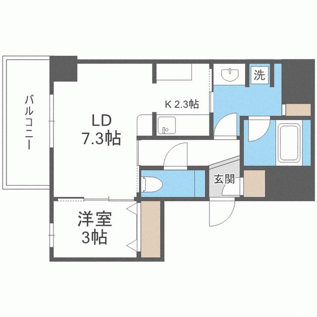 ウェルブライト博多ステーション(1LDK/12階)の間取り写真