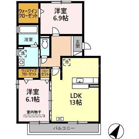 メルベイユ・フロール(2LDK/3階)の間取り写真