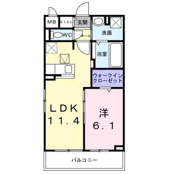 サザンエステート中須(1LDK/1階)の間取り写真