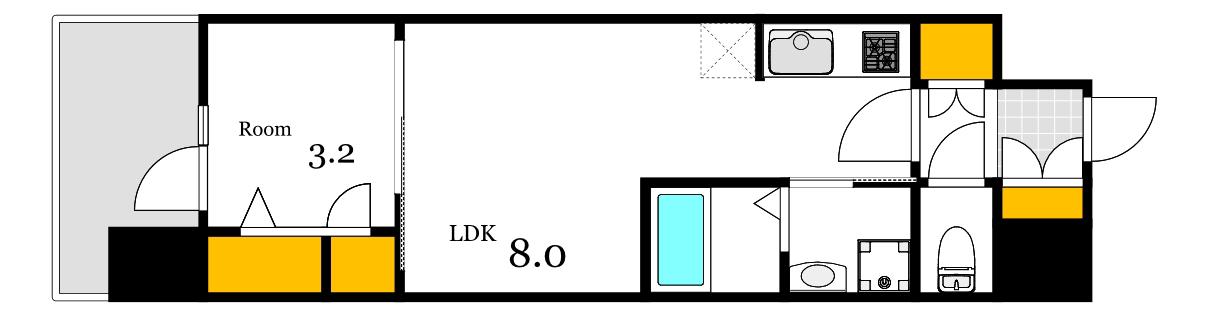 S-RESIDENCE東千田公園ALESIA(1LDK/2階)の間取り写真