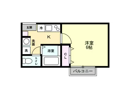 ラルース春日部(1K/1階)の間取り写真