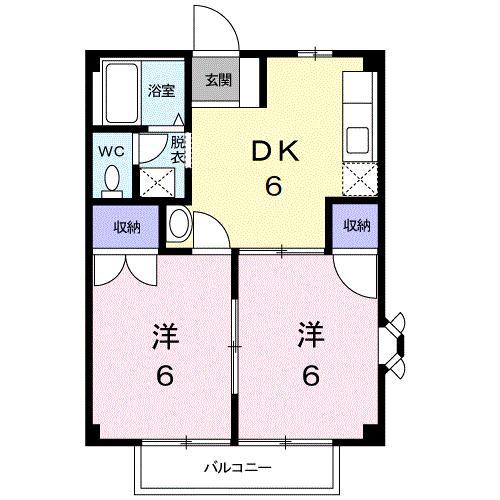 SUNNYコア・C(2DK/2階)の間取り写真