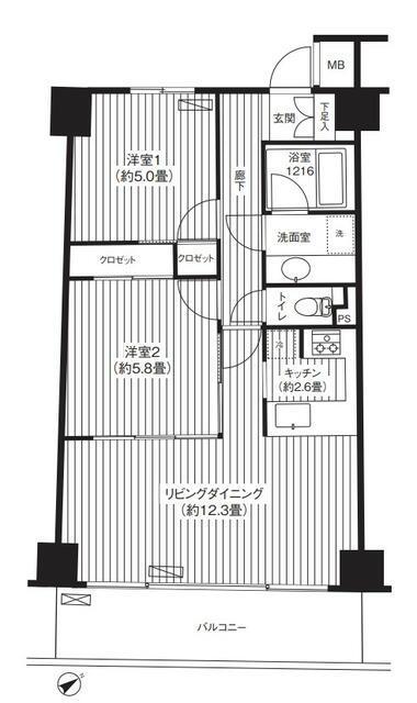 ウィスタ高井戸(2LDK/3階)の間取り写真