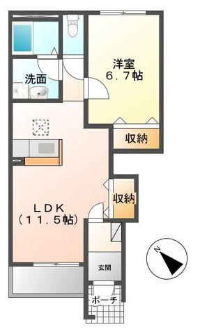 アイレクス(1LDK/1階)の間取り写真