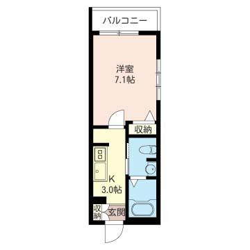 カーサビアンカ(1K/1階)の間取り写真