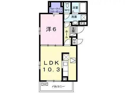 ラッフィナート フィオーレ II(1LDK/3階)の間取り写真