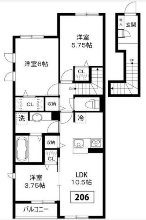 グランドステージI(3LDK/2階)の間取り写真