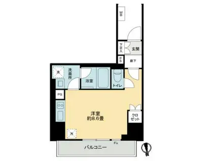 グランマーチ芝公園(ワンルーム/10階)の間取り写真