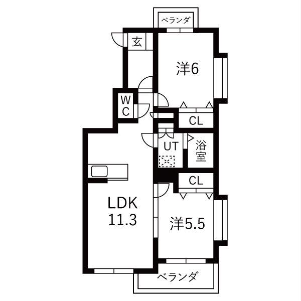 セントルシア(2LDK/1階)の間取り写真