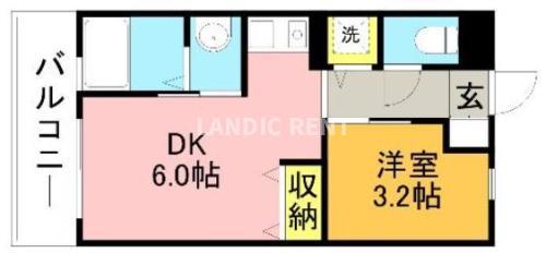 リード桜坂(1DK/13階)の間取り写真
