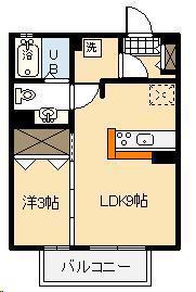 サンハイム原田(1LDK/2階)の間取り写真