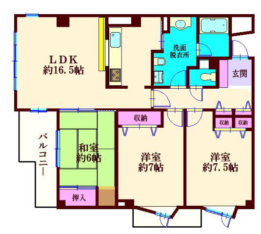 コートアネックス南馬込(3LDK/1階)の間取り写真