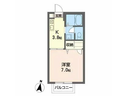 サン・つしま(1K/2階)の間取り写真