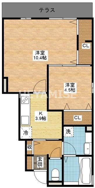 フィオーレ市布(2K/1階)の間取り写真
