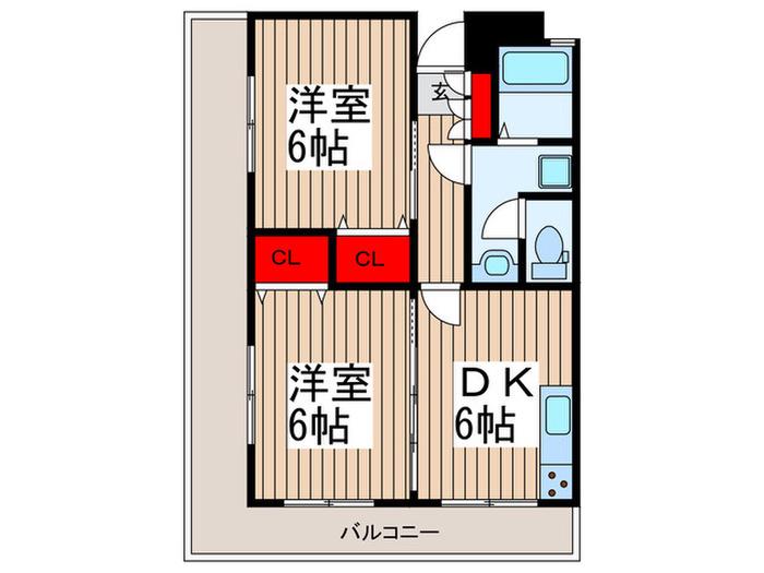 吉川ビル(2DK/2階)の間取り写真