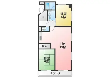 ルナハイツ四日市(2LDK/6階)の間取り写真