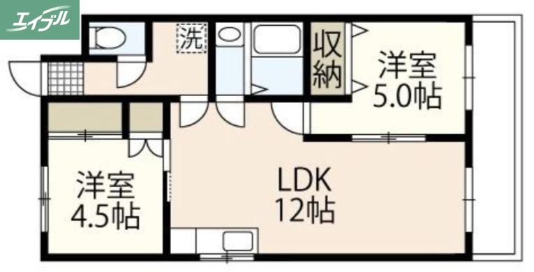 センチュリー宮西(2LDK/1階)の間取り写真