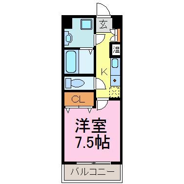 BLUEWING鯉江本町(1K/1階)の間取り写真