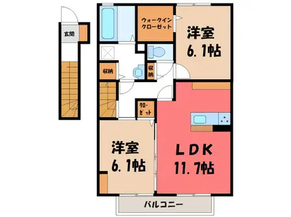 グラン・マム(2LDK/2階)の間取り写真