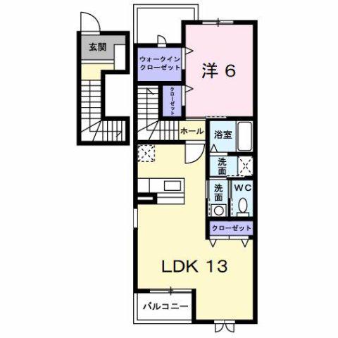 メゾンK.Y(1LDK/2階)の間取り写真