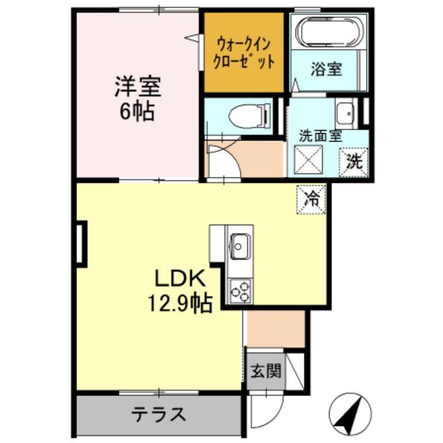 モンド・リヴェールI(1LDK/1階)の間取り写真